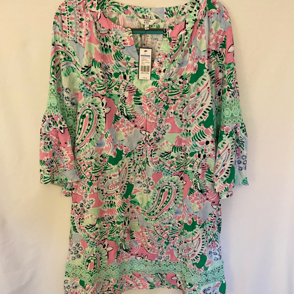 NWT Crown and Ivy Mint paisley Dress
